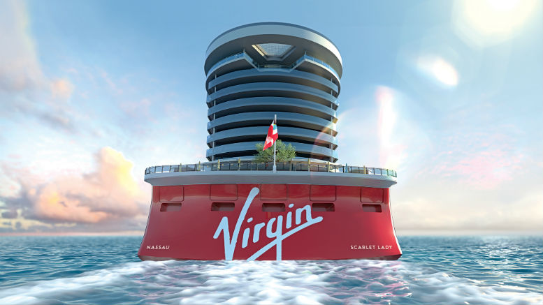 Die Heckansicht der Scarlet Lady. Grafik: Virgin Voyages