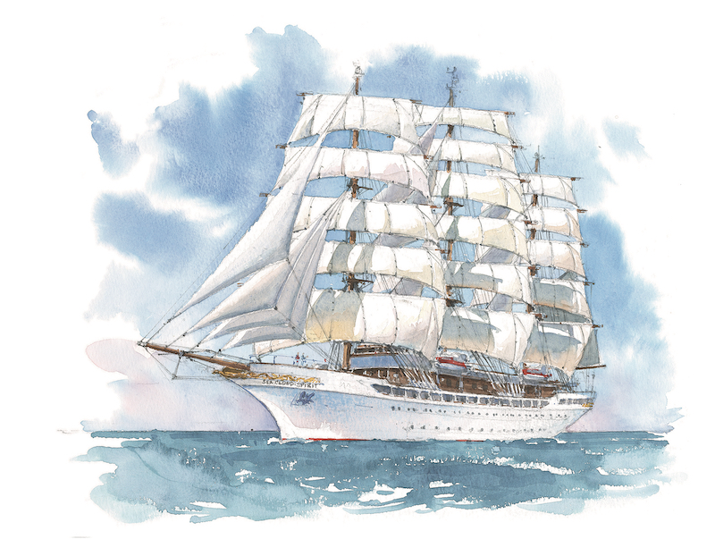 So soll die Sea Cloud Spirit aussehen. Grafik: Sea Cloud Cruises