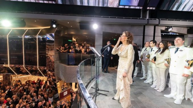 Taufpatin Sophia Loren an Bord der MSC Bellissima. Foto: MSC Cruises