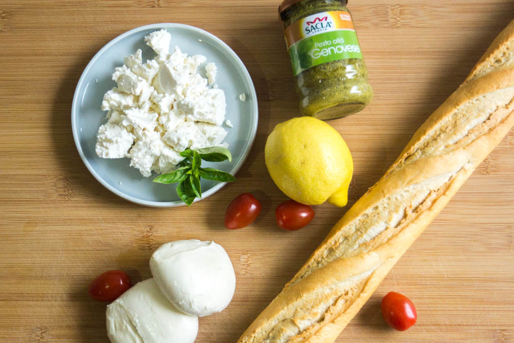 Zutatenübersicht für Creamy Mozzarella & Pesto